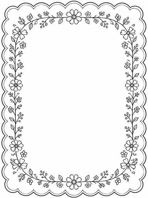 Coloring sheet in the Pink Scalloped Wildflower 2nd Birthday Invitation design