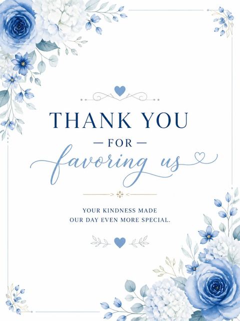 Thank-you flat in the Ethereal Blue Botanical Wedding Invitation design