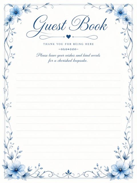 Wishes page in the Ethereal Blue Botanical Wedding Invitation design