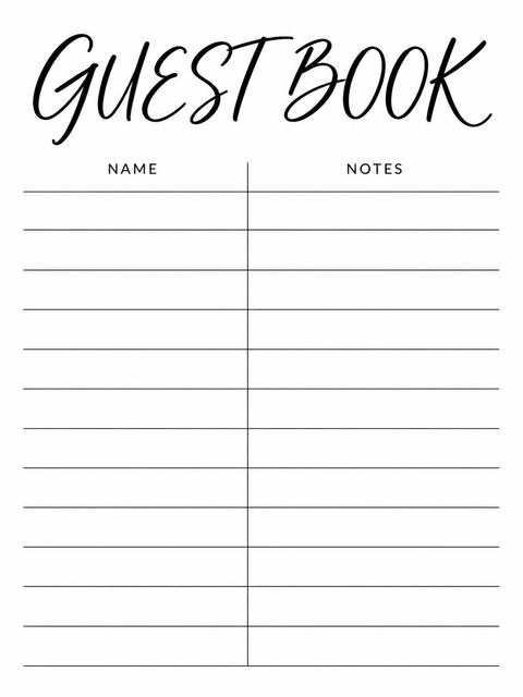 Guest sign-in sheet in the Minimalist Black and White 40th Birthday Invitation design