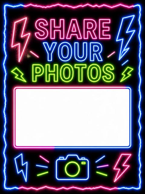 Hashtag card in the Electric Neon 15th Birthday Party design