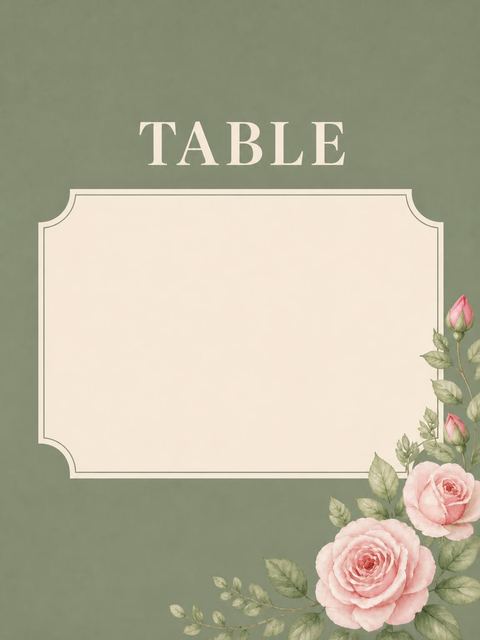 Place card in the Sage Green Rose 50th Birthday design