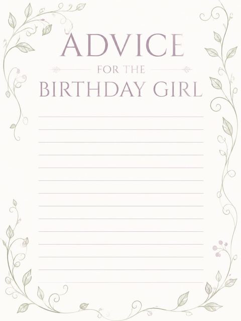 Advice card in the Elegant Anemone 30th Birthday design