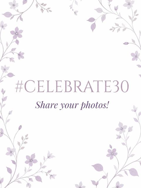 Hashtag card in the Elegant Anemone 30th Birthday design