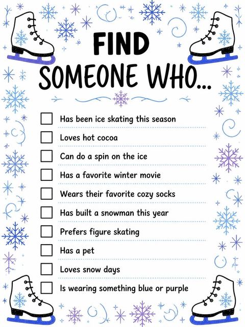 Scavenger hunt in the Purple Crayon Ice Skate 8th Birthday design