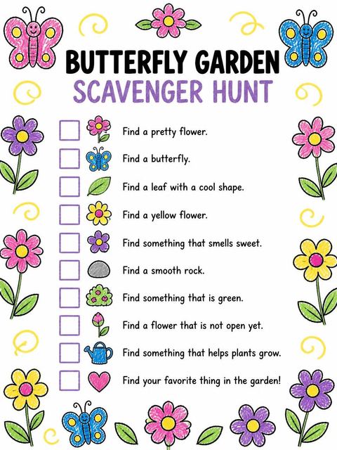 Scavenger hunt in the Crayon Butterfly Flower 2nd Birthday design
