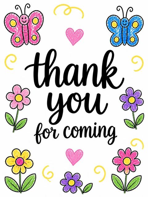 Thank-you flat in the Crayon Butterfly Flower 2nd Birthday design