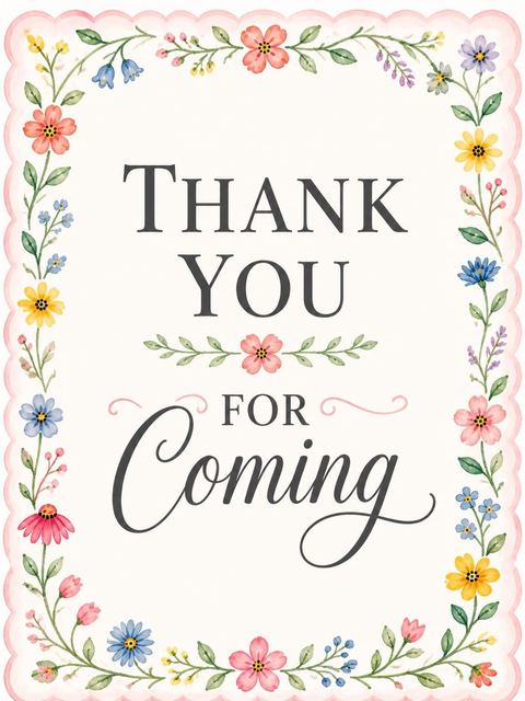 Thank-you flat in the Watercolor Floral Scalloped 1st Birthday design