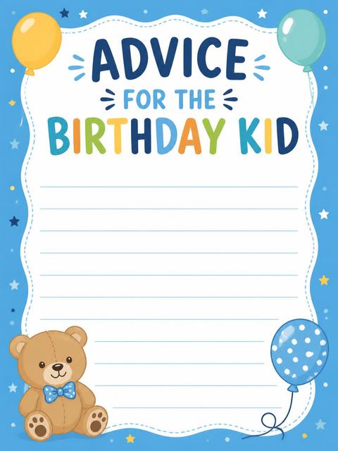 Advice card in the Soaring Airplane Birthday Party design