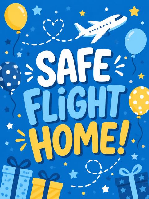 Goodbye card in the Soaring Airplane Birthday Party design