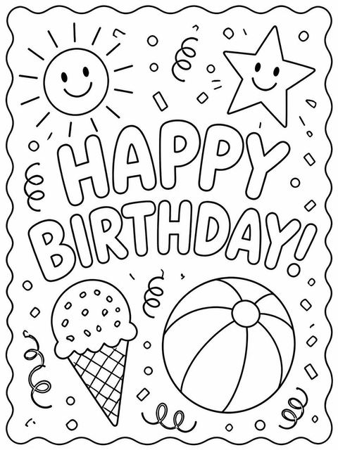 Coloring sheet in the Bright Icon Playful 10th Birthday Invitation design