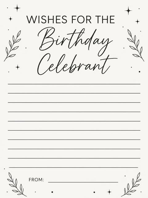 Wishes page in the Minimalist Black and White 13th Birthday Invitation design