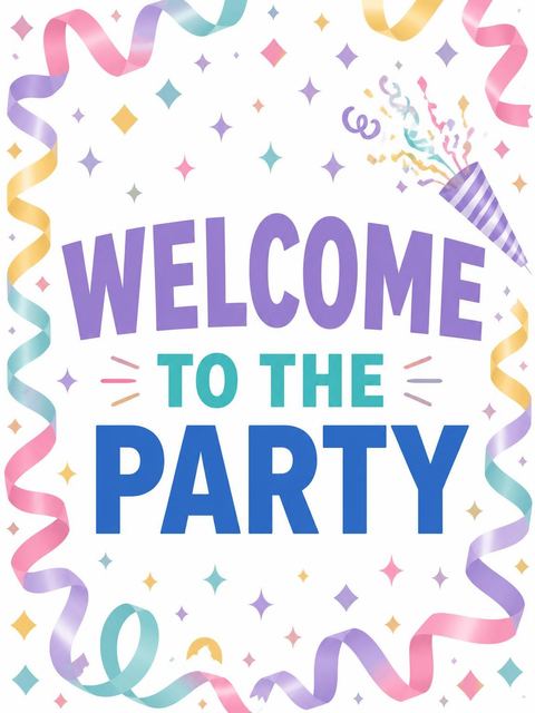 Welcome sign in the Pastel Streamer Confetti Birthday Invitation design