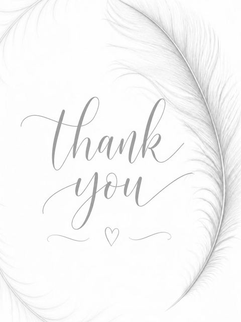 Thank-you flat in the Minimalist Grey Feather Baby Shower design
