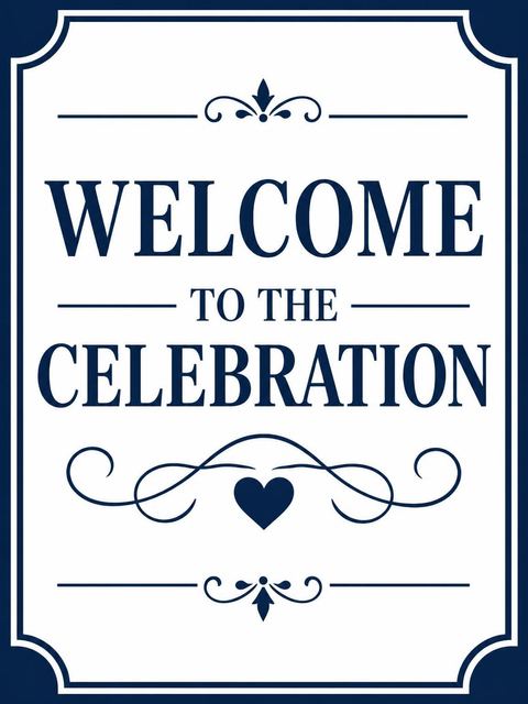 Welcome sign in the Navy Bold Typography Milestone Birthday design
