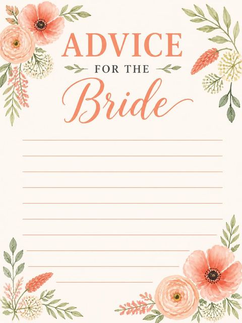 Advice card in the Watercolor Honeybee Floral Bridal Shower design
