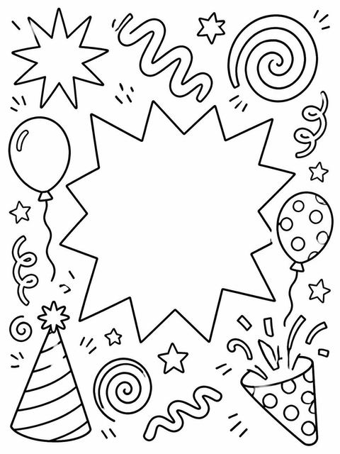 Coloring sheet in the Teal Pink Doodle 2nd Birthday Invitation design