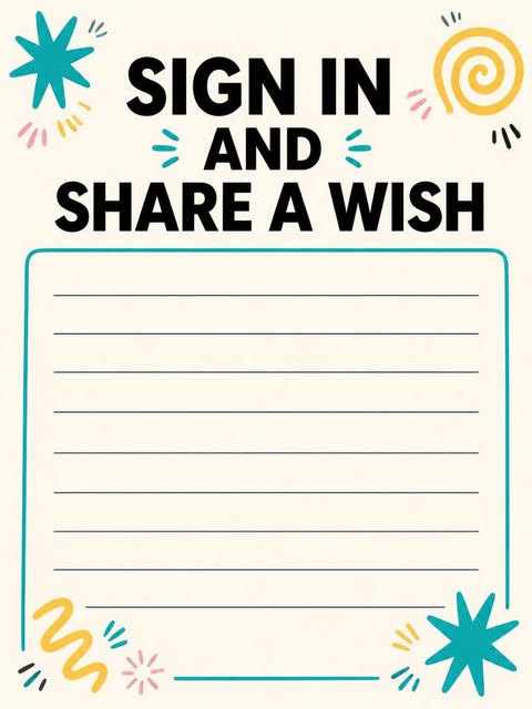 Guestbook signing card in the Teal Pink Doodle 2nd Birthday Invitation design
