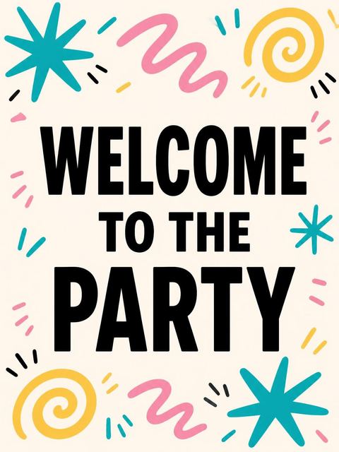 Welcome sign in the Teal Pink Doodle 2nd Birthday Invitation design