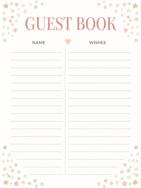 Guest sign-in sheet in the Watercolor Tiered Cake 2nd Birthday Invite design