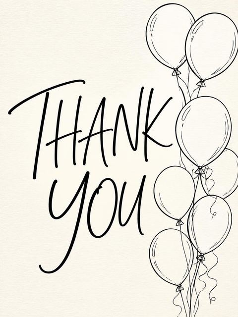 Thank-you flat in the Cream and Black Line-Art 16th Birthday design