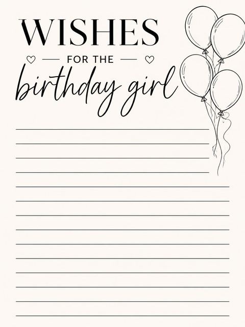 Wishes page in the Cream and Black Line-Art 16th Birthday design