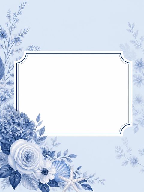 Place card in the Indigo Watercolor Coastal Bridal Shower design