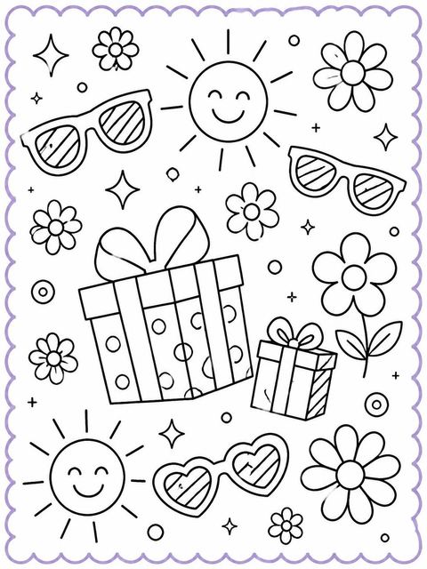 Coloring sheet in the Doodle Motif Pastel 5th Birthday design