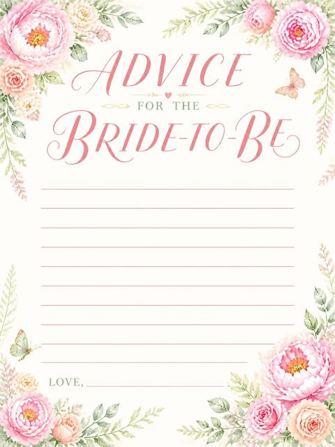 Advice card in the Floral Bridal Shower design