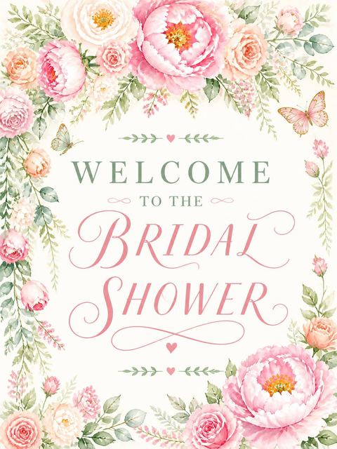 Welcome sign in the Floral Bridal Shower design