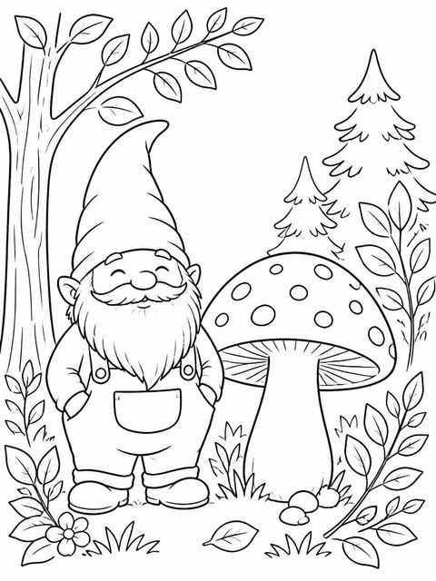 Coloring sheet in the Watercolor Gnome Woodland 2nd Birthday design