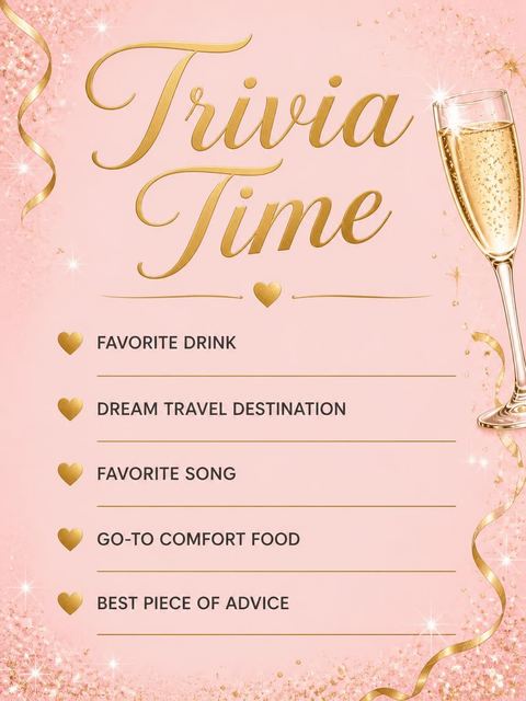 Couples trivia card in the Gold Champagne 21st Birthday design