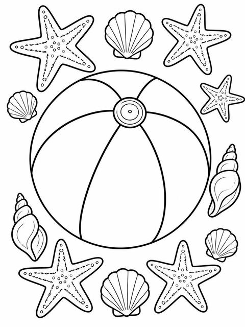 Coloring sheet in the Beach Ball Beach Party Invitation design