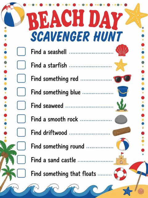 Scavenger hunt in the Beach Ball Beach Party Invitation design