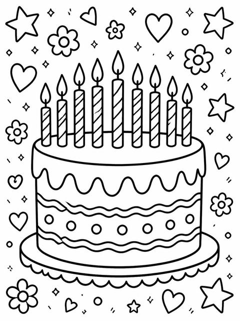 Coloring sheet in the Crayon Doodle Art 7th Birthday design