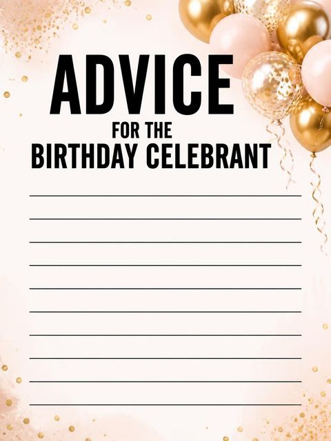 Advice card in the Metallic Gold Balloon 60th Birthday design