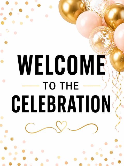 Welcome sign in the Metallic Gold Balloon 60th Birthday design