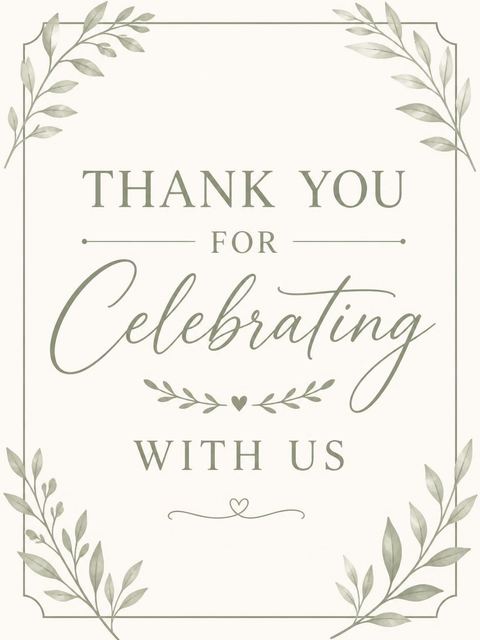 Thank-you flat in the Sage Green Minimalist 65th Birthday design