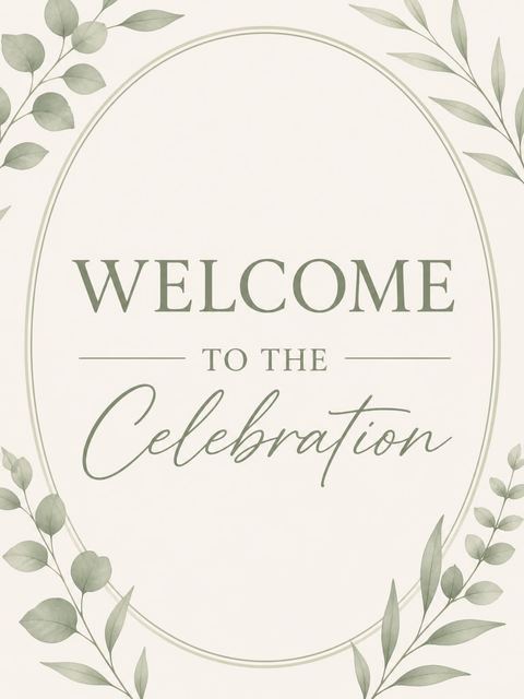 Welcome sign in the Sage Green Minimalist 65th Birthday design