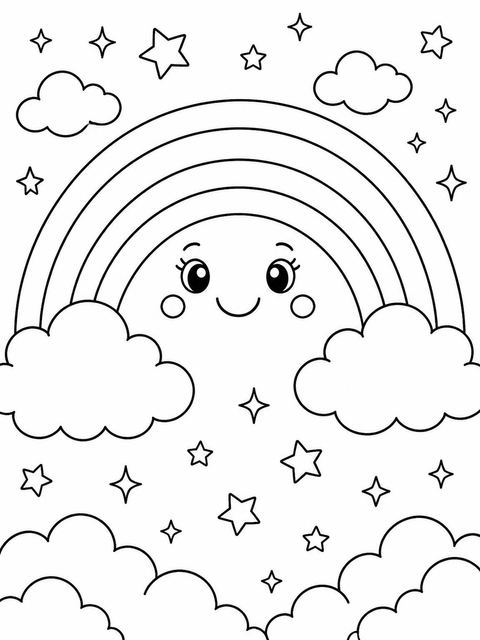 Coloring sheet in the Watercolor Rainbow 10th Birthday Invitation design