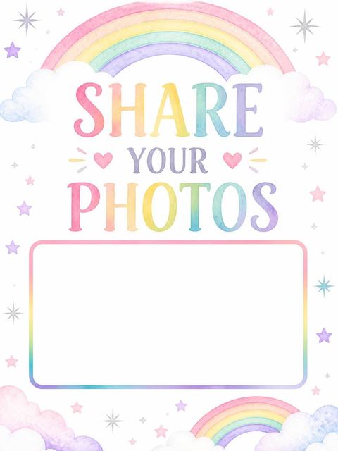 Hashtag card in the Watercolor Rainbow 10th Birthday Invitation design