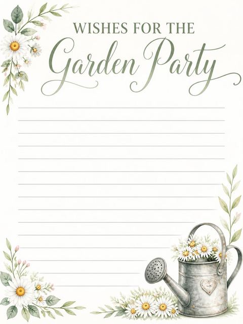 Wishes page in the Watercolor Daisy Garden 6th Birthday design