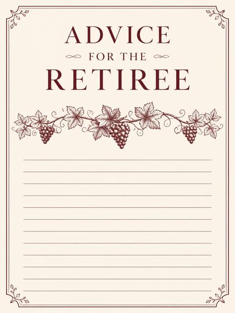 Advice card in the Vineyard Retirement Toast design