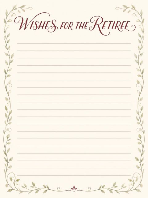 Wishes page in the Vineyard Retirement Toast design