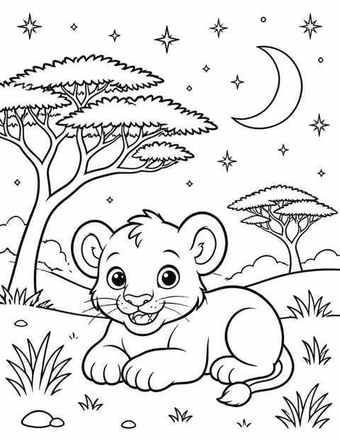 Coloring sheet in the Navy Gold Lion Safari 1st Birthday design