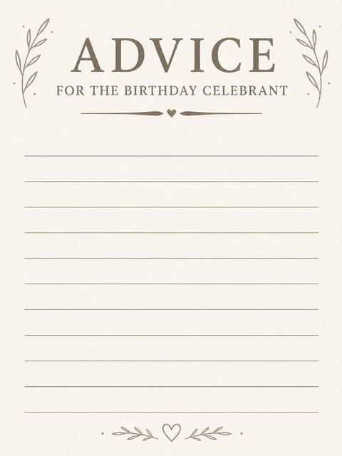 Advice card in the Minimalist Champagne 45th Birthday Invitation design