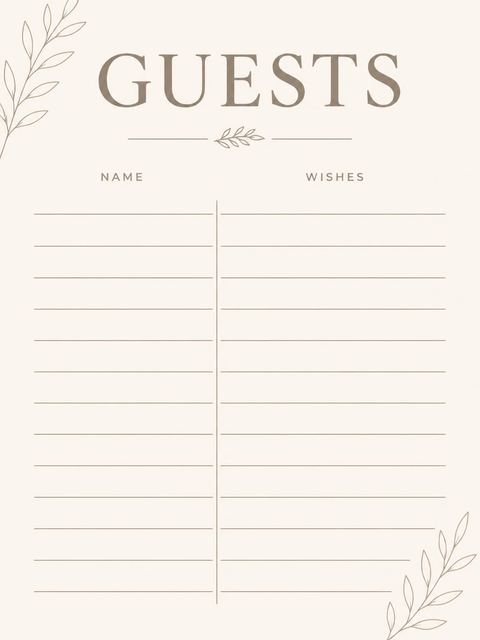 Guest sign-in sheet in the Minimalist Champagne 45th Birthday Invitation design