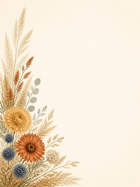 Place card in the Dried Floral Pampas Bridal Shower design