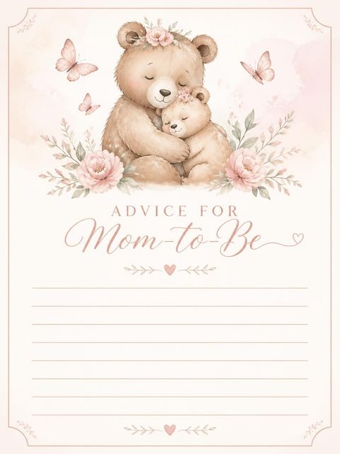 Advice card in the Sweetest Hunny Bear Baby Shower design