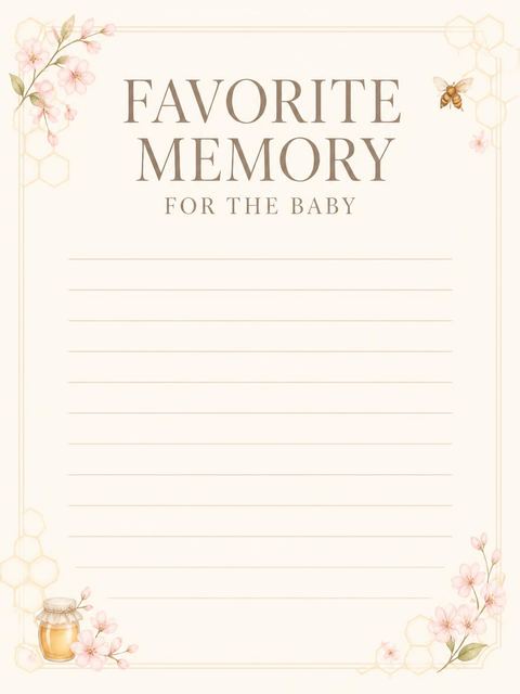 Memory card in the Sweetest Hunny Bear Baby Shower design